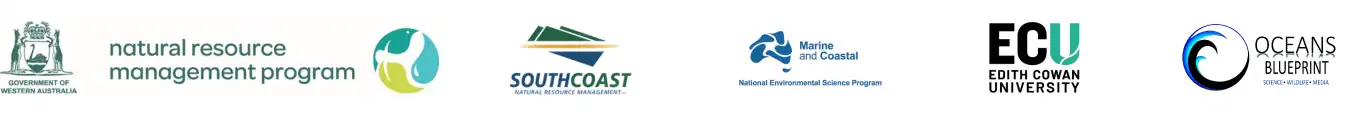 Logos of six organizations, including South Coast NRM, Edith Cowan University, and Oceans Blueprint.